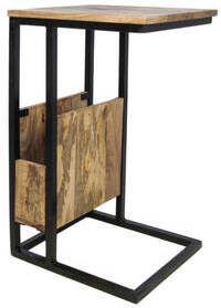HSM Collection bijzettafel met tijdschriftenrek Ivan naturel zwart 34x40x68 cm Leen Bakker