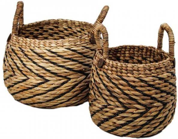 HSM Collection mandenset Agira (2 stuks) naturel zwart Leen Bakker