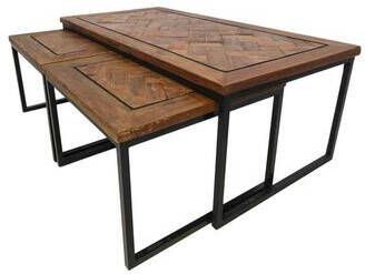 HSM Collection salontafel Bradley (3 stuks) naturel zwart Leen Bakker