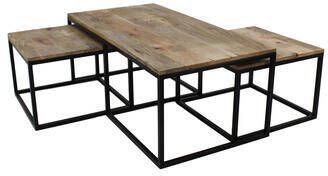 HSM Collection salontafel Falco (3 stuks) naturel zwart 120x60x45 cm Leen Bakker