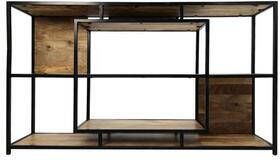 HSM Collection Wandkast Levels naturel zwart 90x150x35 cm Leen Bakker