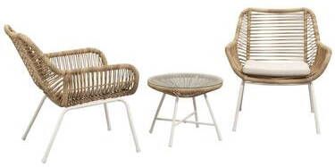 Le Sud Balkonset Grand naturel metaal wicker 3-delig incl. kussens Leen Bakker