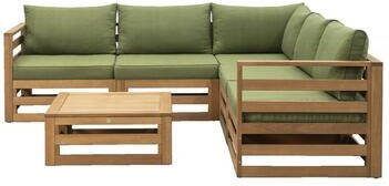 Le Sud Loungeset Clermont Brest FSC-hout donkergroene kussens 6-delig Leen Bakker