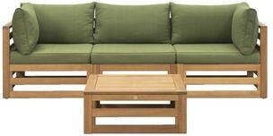 Le Sud Loungeset Clermont Brest FSC-hout donkergroene kussens 4-delig V2 Leen Bakker
