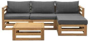 Le Sud Loungeset Clermont Brest FSC-hout donkergrijze kussens 5-delig Leen Bakker