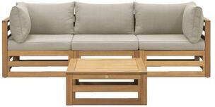 Le Sud Loungeset Clermont Brest FSC-hout zandkleurige kussens 4-delig V2 Leen Bakker