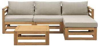 Le Sud Loungeset Clermont Brest FSC-hout zandkleurige kussens 5-delig Leen Bakker