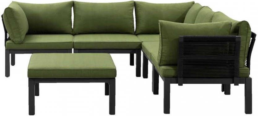 Le Sud modulaire loungeset Ardeche V2 groen 6-delig Leen Bakker