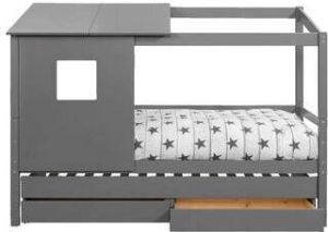 Leen Bakker Bed Ties met bedverhoger en opzetdak antraciet 90x200 cm
