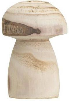 Leen Bakker Beeld paddenstoel naturel paulowniahout 13xØ9 cm