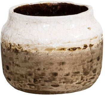 Leen Bakker Bloempot Margriet wit bruin 14xØ18 cm
