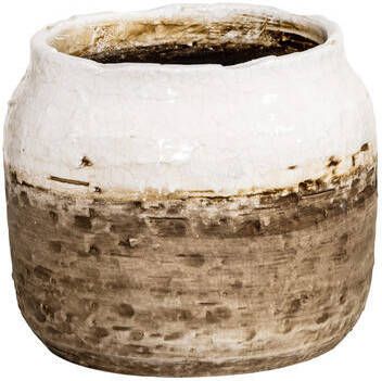 Leen Bakker Bloempot Margriet wit bruin 18xØ22 cm