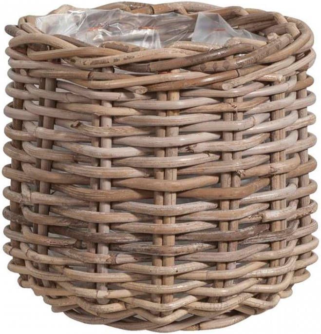 Leen Bakker Bloempot Steef rattan naturel 22xØ22 cm