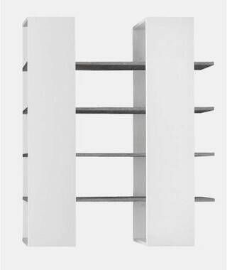 Leen Bakker Boekenkast Mestre groot hoogglans wit grijs 161x132x36 cm