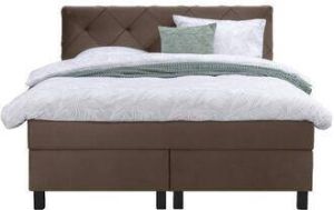 Leen Bakker Boxspring Sonderborg bruin 140x200 cm vierkante poot