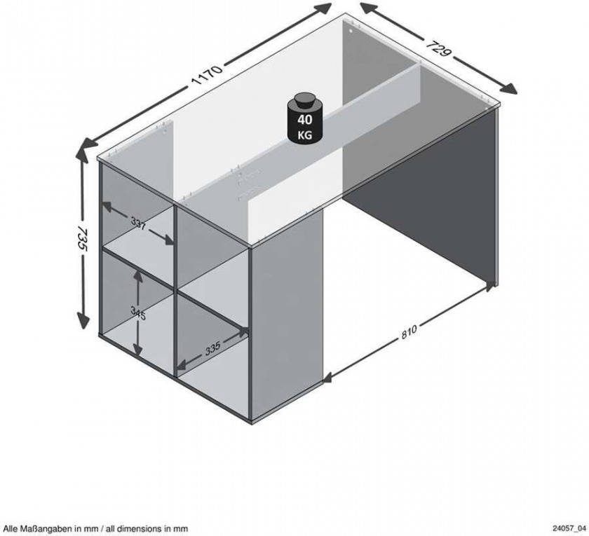 Leen Bakker Bureau Gent beton 117x75x73 cm