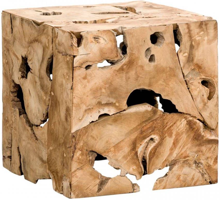 Leen Bakker Decoratief blok naturel teak Luuk bruin 37x37x37 cm