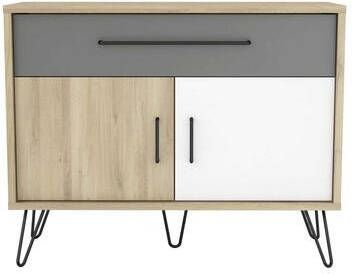 Leen Bakker Demeyere dressoir Genk eiken wit grijs 81 5x102 4x42 4 cm