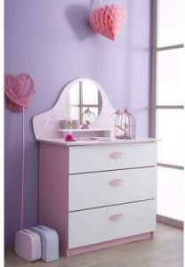 Leen Bakker Demeyere ladekast Papillon 3 lades roze wit 97 2x84 7x50 1 cm