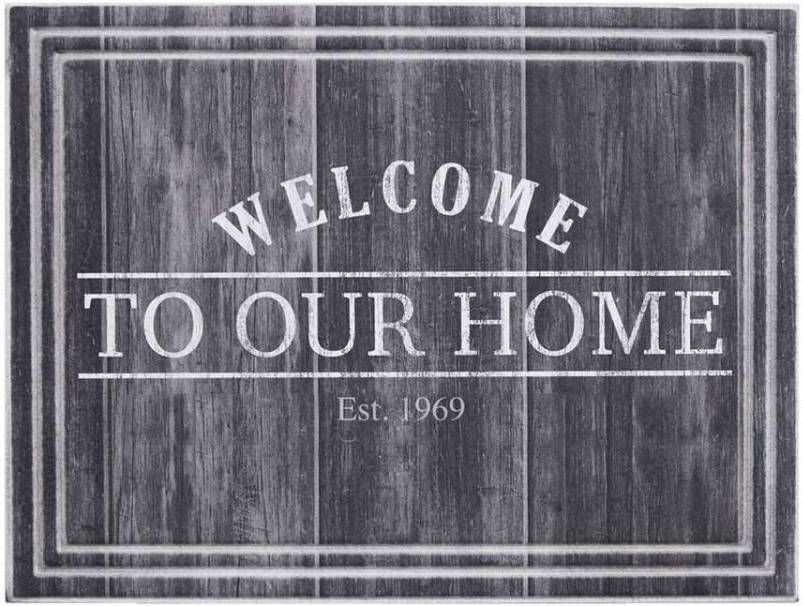 Leen Bakker Ecomat Tradition Welcome To Our Home antraciet 45x60 cm