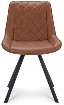 Leen Bakker Eetkamerstoel Harvey lederlook cognac (2 stuks)