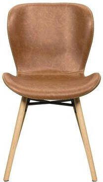 Leen Bakker Eetkamerstoel Helgum lederlook cognac (2 stuks)