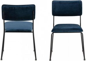 Merkloos Sans marque Bendt Eetkamerstoel 'Tammi' Velvet kleur Navy Blue
