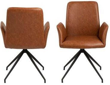 Leen Bakker Eetkamerstoel Naro lederlook cognac