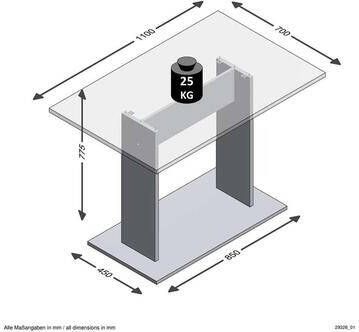 Leen Bakker Eetkamertafel Bandol betongrijs 110x77 5x70 cm