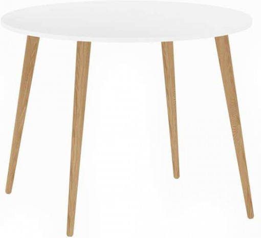 Leen Bakker Eetkamertafel Delta rond wit eikenkleur Ø100x75 cm