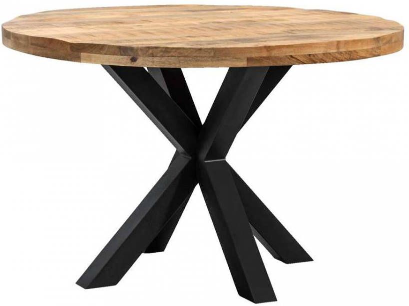 Leen Bakker Eetkamertafel Trevor spinpoot bruin zwart 78xØ120 cm