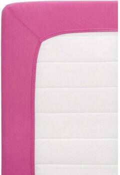 Leen Bakker Hoeslaken Jersey fuchsia 90x200 cm