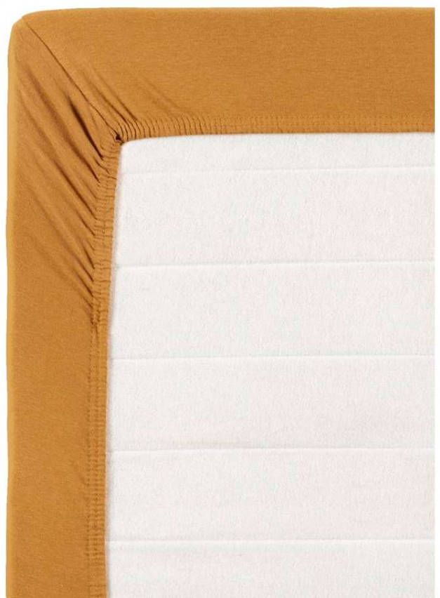 Leen Bakker Hoeslaken topdekmatras Jersey caramel 90x200 cm