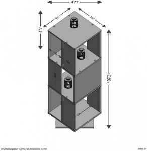 VidaXL Draaikast open ontwerp 34x34x108 cm betongrijs VDXL_423810