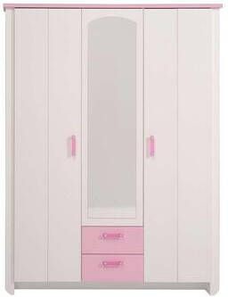 Leen Bakker Kledingkast kast Kiki wit roze 181x136x56 cm