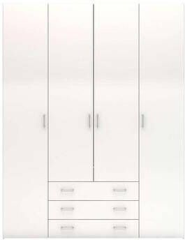 Leen Bakker Kledingkast Space 4-deurs hoogglans wit 200 4x154x49 5 cm