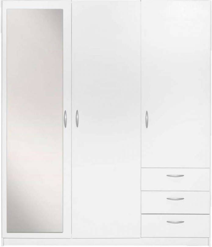 Leen Bakker Kledingkast Varia 3-deurs met spiegel wit 175x146x50 cm