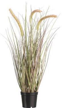 Leen Bakker Kunstplant gras met pluim in pot groen naturel 60 cm