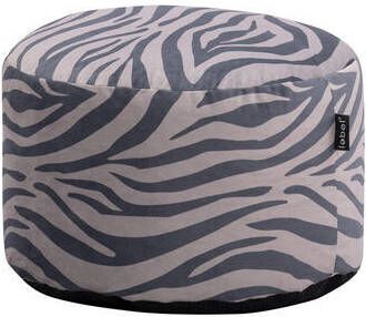 Leen Bakker Lebel poef Zebra zwart taupe Ø48x28 cm