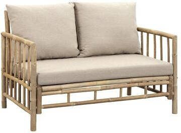 Leen Bakker Loungebank Bossa 2-zits bamboe naturel 85x130x80 cm incl. kussens