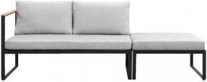 Leen Bakker Loungebank Prades antraciet incl. hocker en kussens