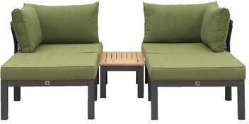 Leen Bakker Loungeset Ardeche donkergroen 5-delig incl. kussens V2