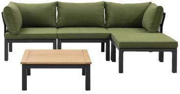 Leen Bakker Loungeset Ardeche donkergroen 5-delig incl. kussens