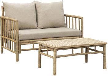 Leen Bakker Loungeset Bossa Tarifa bamboe 2-zitsbank 2-delig incl. kussens
