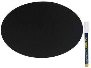 Leen Bakker Memobord Ovaal + stift zwart 22x25 cm