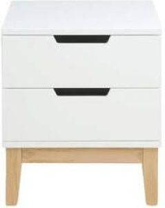 Hioshop Vestbjerg Buca Bed Side Table W 2 Drawers Wood White Wood