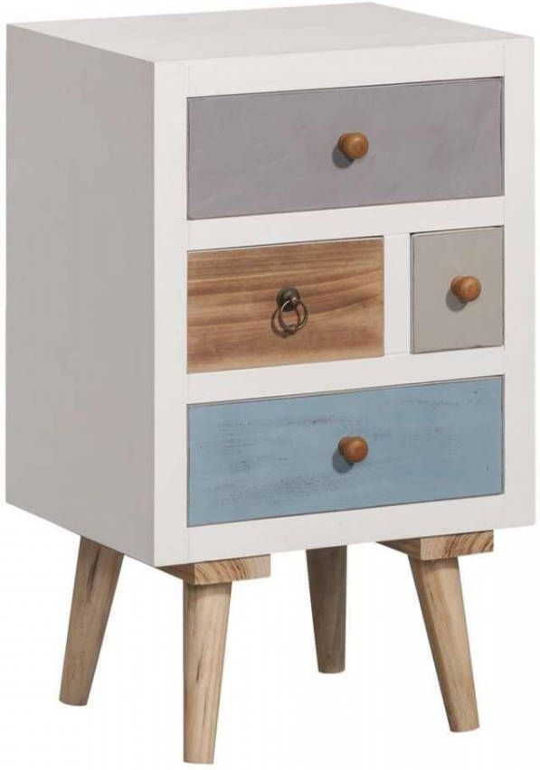 Scandes Bendt Nachtkastje 'Alice' met 4 laden kleur Meerkleurig