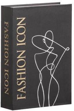 Leen Bakker Opbergboek Fashion Zwart 16x23x5 cm