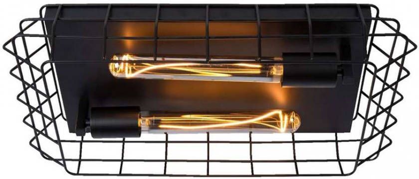 Leen Bakker Plafondlamp Lando zwart 10x50x25 cm
