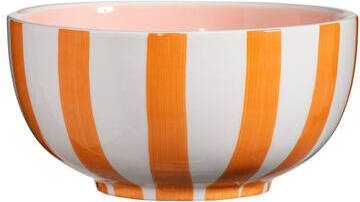 Leen Bakker Schaaltje Streep Oranje Aardewerk Ø14 cm
